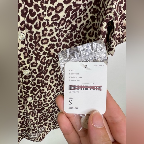 Free People Leopard Button Down Shirt Women Size Small New - Picture 5 of 7